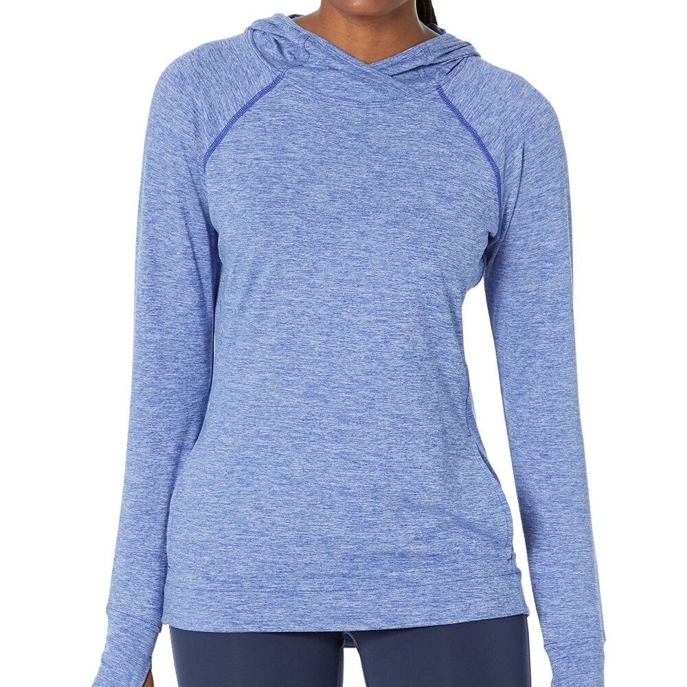 Amazon Essentials Women's Medium Stretch Popover Hoodie Blue Space AZ0064 - Picture 2 of 4